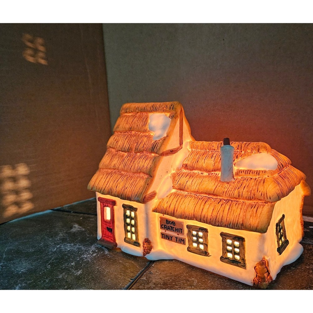 Dept 56 Dickens Village Cratchit & Tiny Tim Cottage Retired Box Insert Cord Bulb